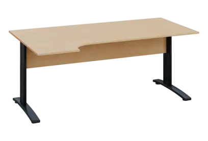 ERK 18 - 184 stůl kancelářský, rohový, levý, kovová podnož černá, deska 18 mm, široký 1800 mm, bříza irská